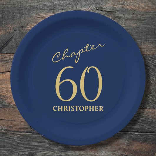 Assiettes En Carton 60e anniversaire Blue Gold