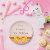 Assiettes En Carton 60e anniversaire blush rose or arc nom (Fête)