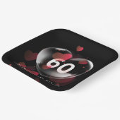 Assiettes En Carton 60e Anniversaire Bulle cardiaque avec Coeurs rouge (Angulaire)