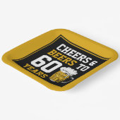 Assiettes En Carton 60e anniversaire Cheers & Bières à 60 ans  (Angulaire)