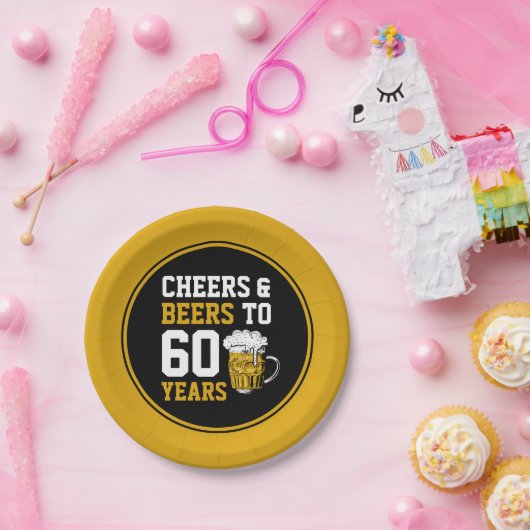 Assiettes En Carton 60e anniversaire Cheers & Bières à 60 ans (Fête)