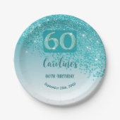 Assiettes En Carton 60e anniversaire Chic Falling Parties scintillant  (Devant)