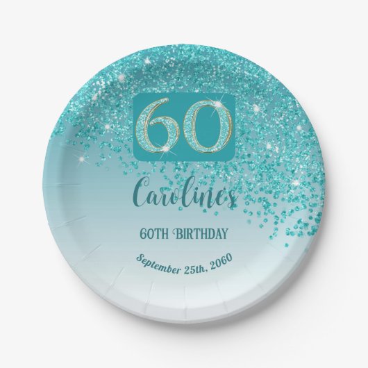 Assiettes En Carton 60e anniversaire Chic Falling Parties scintillant (Devant)