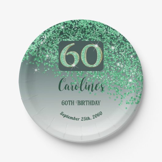 Assiettes En Carton 60e anniversaire Chic Falling Parties scintillant (Devant)