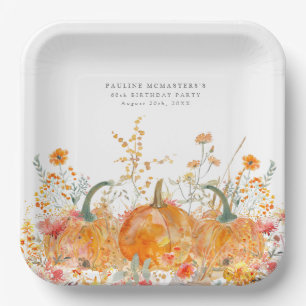 Assiettes En Carton 60e anniversaire Citrouille Fleur sauvage personna
