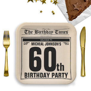 Assiettes En Carton 60e anniversaire classique Vintage vieux journal p