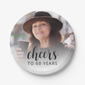 Assiettes En Carton 60e anniversaire de la fête Photo Black Script Che (Devant)
