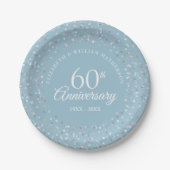 Assiettes En Carton 60e anniversaire de Mariage Amour Coeurs Confetti (Devant)