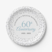 Assiettes En Carton 60e anniversaire de Mariage Amour Coeurs Confetti (Devant)