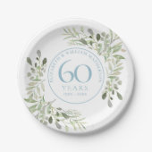 Assiettes En Carton 60e anniversaire de mariage diamant verdure (Devant)