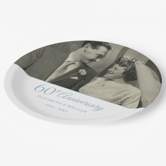 Assiettes En Carton 60e anniversaire du diamant Photo Mariage (Angle)