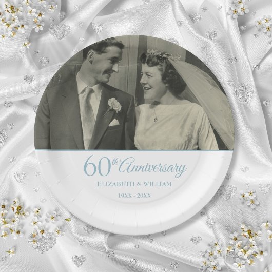 Assiettes En Carton 60e anniversaire du diamant Photo Mariage