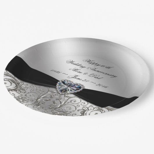Assiettes En Carton 60e Anniversaire du Mariage diamant Plaque en papi (Angle)