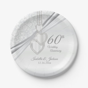 Assiettes En Carton 60e anniversaire du Mariage Diamond