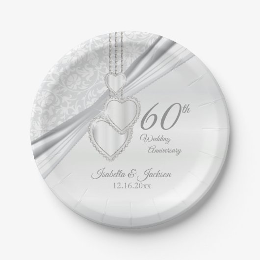Assiettes En Carton 60e anniversaire du Mariage Diamond (Devant)