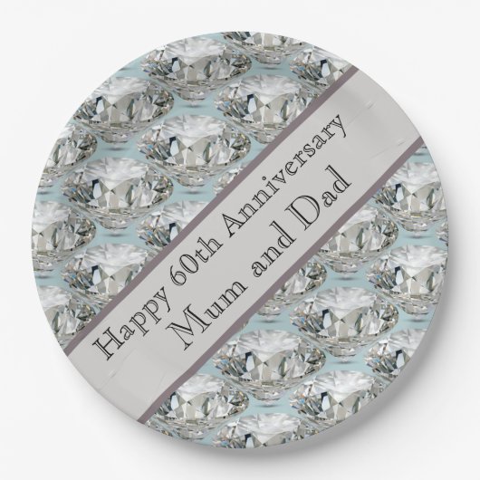 Assiettes En Carton 60e anniversaire du Mariage Diamond (Devant)