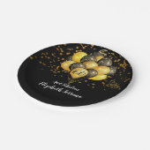 Assiettes En Carton 60e anniversaire Fabulous Gold Black Parties scint (Angle)
