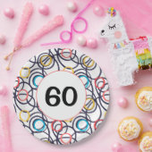 Assiettes En Carton 60e anniversaire fête Doodles funky (Fête)