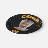 Assiettes En Carton 60e anniversaire fête en or noir photo (Angle)