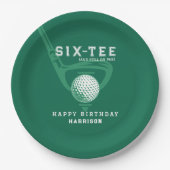 Assiettes En Carton 60e Anniversaire Fête Golf Nom du thème Vert moder (Devant)