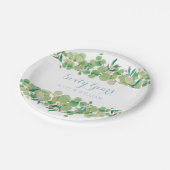 Assiettes En Carton 60e anniversaire Mariage Eucalyptus verdure (Angle)