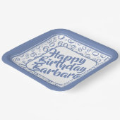 Assiettes En Carton 60e anniversaire Numéro de fête Motif Bleu Blanc (Angulaire)