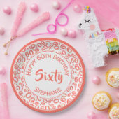 Assiettes En Carton 60e anniversaire Numéro de fête Motif Coral/Blanc (Fête)
