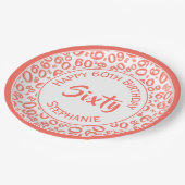 Assiettes En Carton 60e anniversaire Numéro de fête Motif Coral/Blanc (Angle)