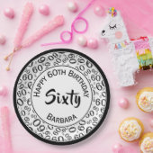 Assiettes En Carton 60e anniversaire Numéro de fête Motif noir/blanc (Fête)