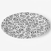 Assiettes En Carton 60e anniversaire Numéro de fête Motif noir/blanc (Angle)
