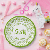 Assiettes En Carton 60e anniversaire Numéro de fête Motif Vert/Blanc (Fête)