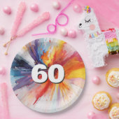 Assiettes En Carton 60e anniversaire Paint Blast (Fête)