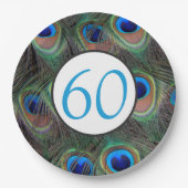 Assiettes En Carton 60e anniversaire Peacock Feather (Devant)