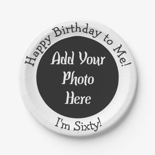 Assiettes En Carton 60e Anniversaire Photo noir blanc amusant Plaque d (Devant)