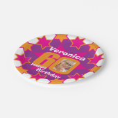 Assiettes En Carton 60e anniversaire photo nom rose étoile plaque papi (Angle)