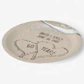Assiettes En Carton 60e Anniversaire Plage Coeurs Plaque en papier (Angle)