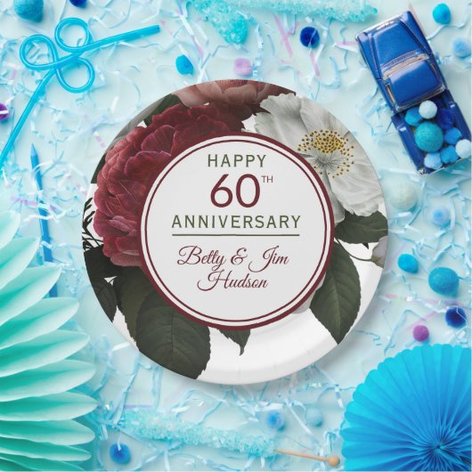 Assiettes En Carton 60e anniversaire - Plaque en papier (Fête)