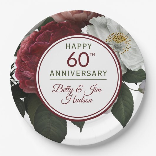 Assiettes En Carton 60e anniversaire - Plaque en papier (Devant)