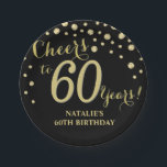Assiettes En Carton 60e Anniversaire Soirée Diamant Noir et Or<br><div class="desc">60e fête d'anniversaire Plaque en papier Diamant Noir et Or</div>
