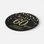 Assiettes En Carton 60e Anniversaire Soirée Diamant Noir et Or (Angle)