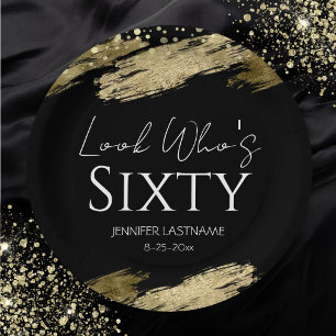 Assiettes En Carton 60e Anniversaire Soirée Gold Black Look Qui est