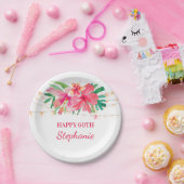 Assiettes En Carton 60e anniversaire Tropical String Lights Hawaiian (Fête)