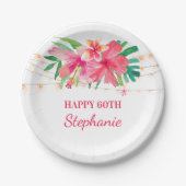 Assiettes En Carton 60e anniversaire Tropical String Lights Hawaiian (Devant)