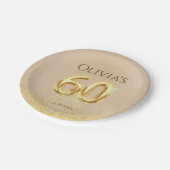Assiettes En Carton 60e fête d'anniversaire Elégante Plaques de papier (Angle)