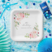 Assiettes En Carton 60e fête d'anniversaire rose floral Custom (Fête)