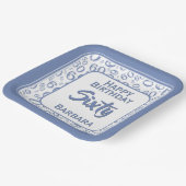 Assiettes En Carton 60e Motif de numéro aléatoire bleu/blanc (Angulaire)