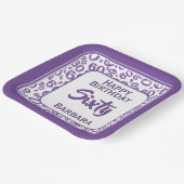 Assiettes En Carton 60e Motif de numéro aléatoire violet/blanc (Angulaire)