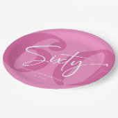 Assiettes En Carton 60e Soirée rose 60e anniversaire (Angle)