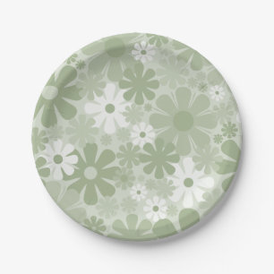 Assiettes En Carton 60s rétro les années 70 esthétique Motif Floral Sa