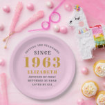 Assiettes En Carton 60th Birthday Born 1963 Ajouter Nom Rose Grey<br><div class="desc">Anniversaire personnalisé ajoutez votre nom et plaque de papier de l'année. Modifiez le nom et l'année avec le modèle fourni. Un merveilleux accessoire de fête d'anniversaire personnalisé. Plus de cadeaux et de fournitures de fête disponibles avec le design "normes de fixation" dans le magasin.</div>